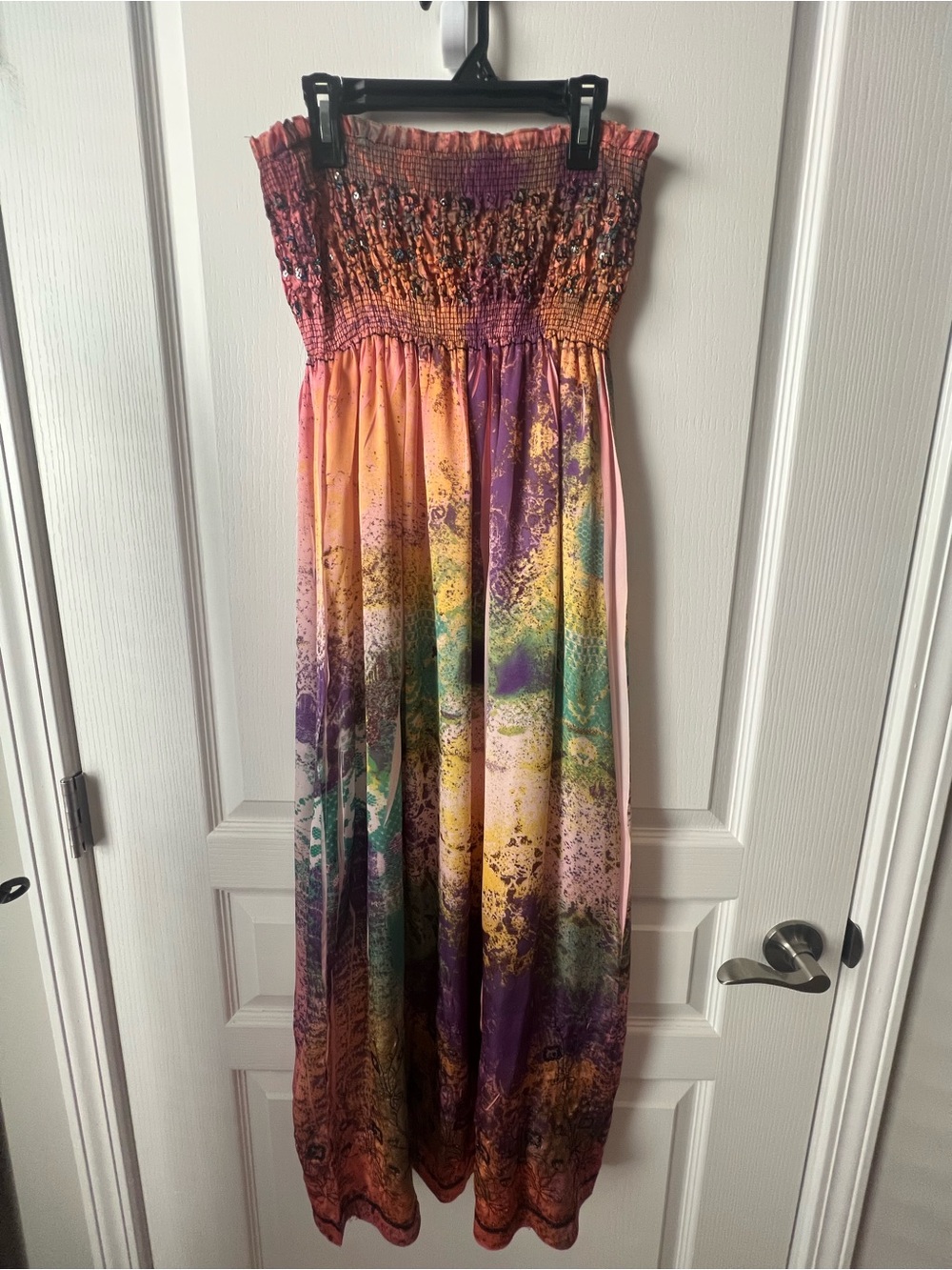 Lapis Multicolor Smocked Maxi Dress - Pink, Purple, Yellow